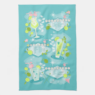Retro Cocktail Recipes Kitchen Towel