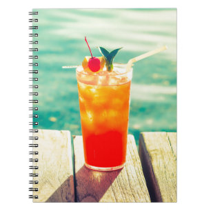 Retro cocktail sunset pool bar notebook