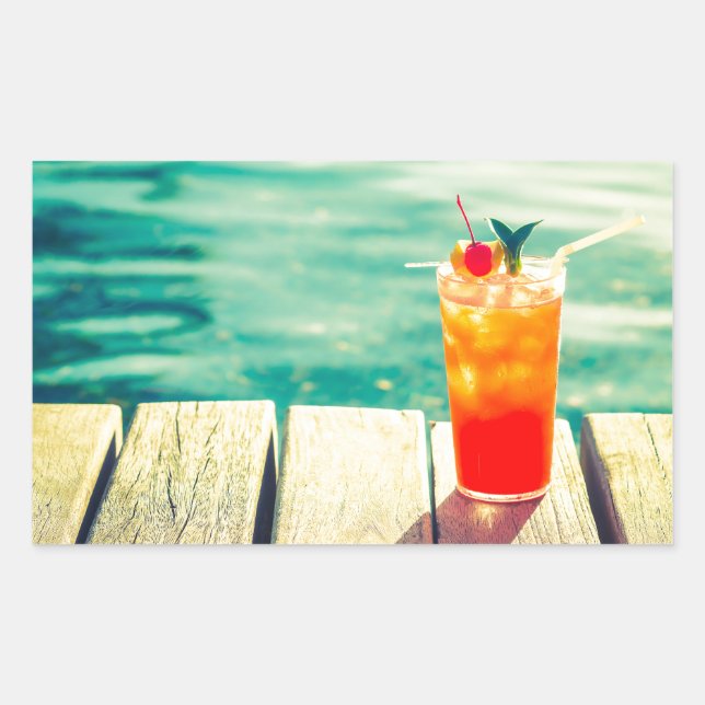 Retro cocktail sunset pool bar sticker (Front)