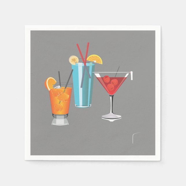 Retro Cocktail Trio Napkin (Front)