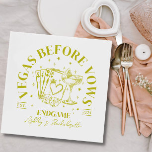 Retro Cocktails Yellow Bachelorette Party Napkin