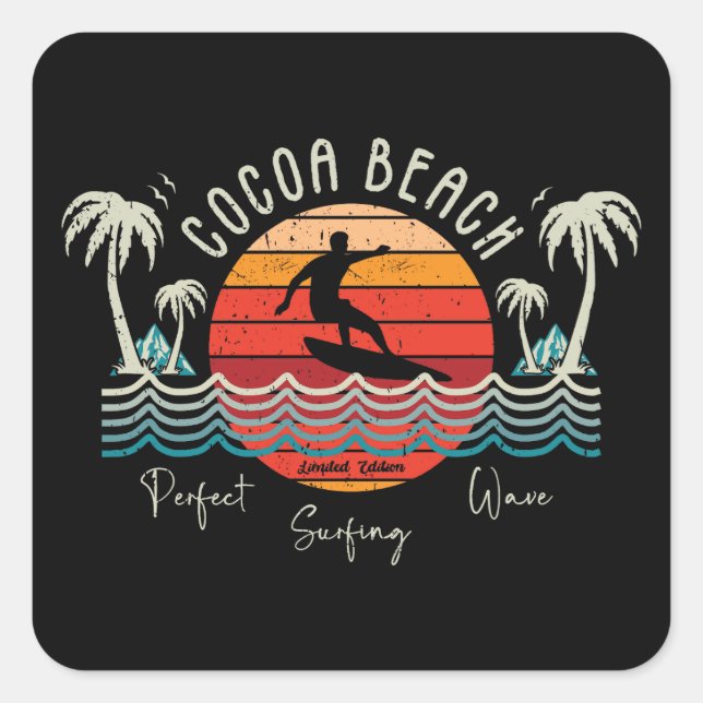 Retro Cocoa Beach Square Sticker (Front)