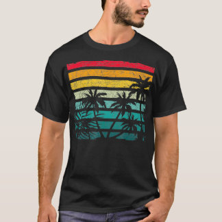Retro Coconut Palm Trees Beach Exotic Tropical Sum T-Shirt