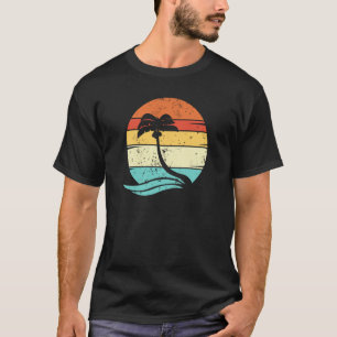 Retro Coconut Tree Vintage Sunset Palm Beach For H T-Shirt