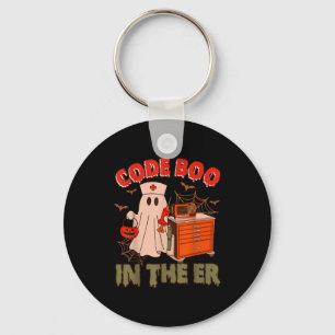 Retro Code Boo In The Er Icu Nurses Boo-jee Ghost  Keychain