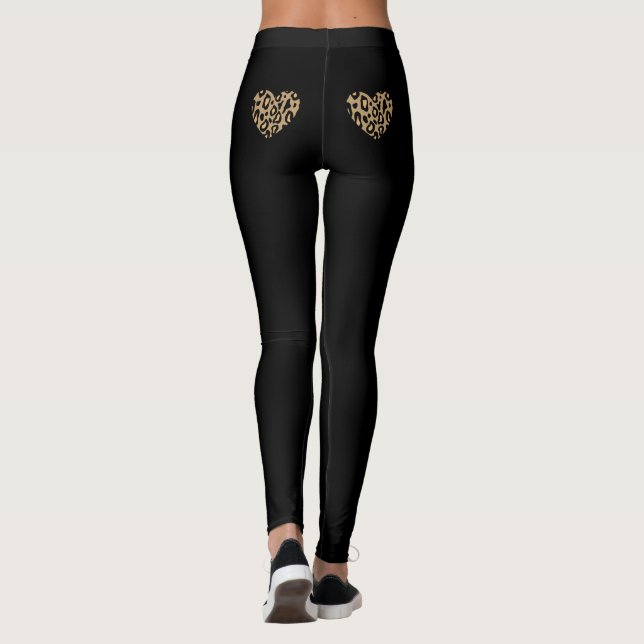 Retro Coeurs léopards des femmes Leggings (Dos)
