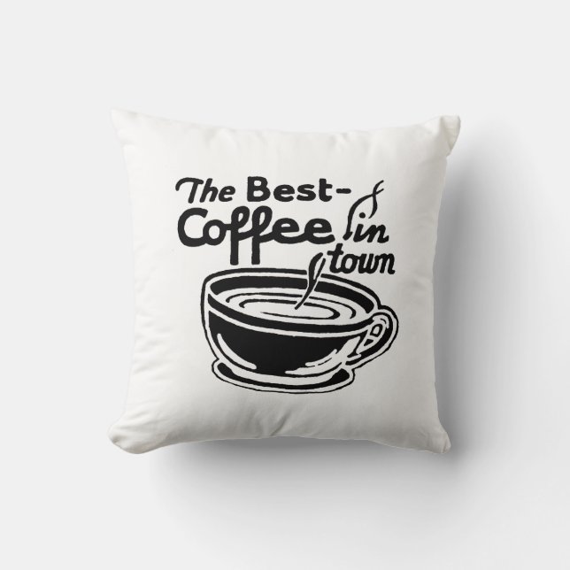 Retro Coffee Ad Throw Pillow (Front)