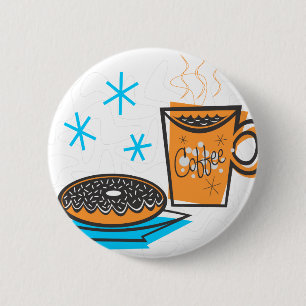 Retro Coffee and Doughnut 2 Inch Round Button