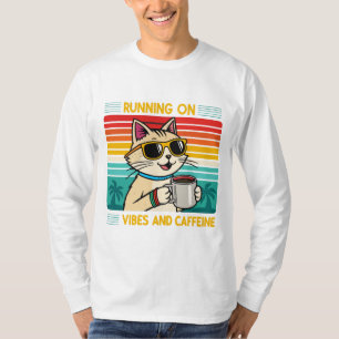 Retro Coffee Cat Vibes - Caffeine Lover Men's T-Shirt