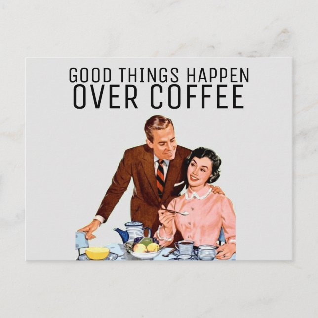 RETRO COFFEE COUPLE 1950s POSTCARD (Front)