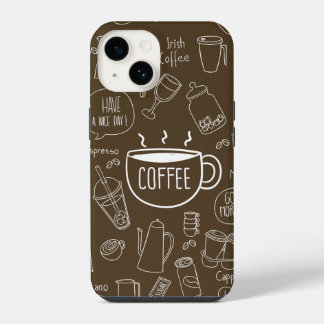 Retro Coffee Cup Pattern Mug – Perfect for Barista iPhone 14 Case