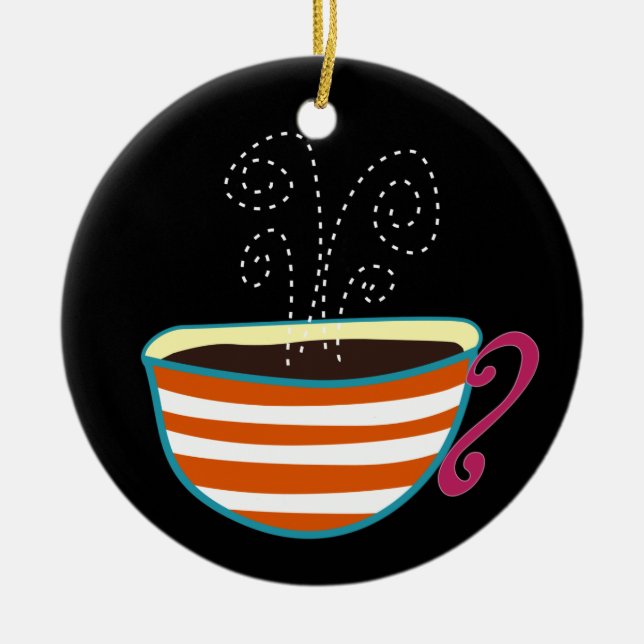 Retro Coffee Cup Tea Custom Ceramic Ornament (Front)