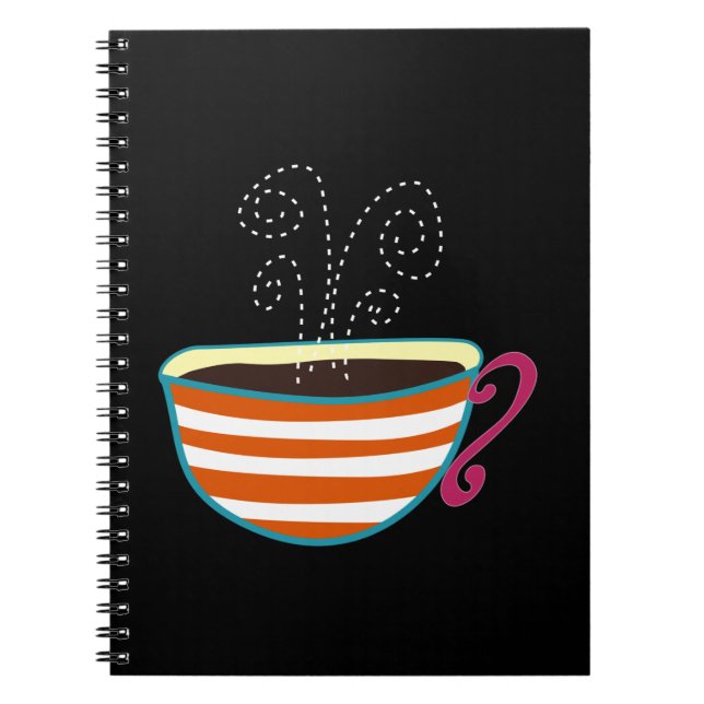 Retro Coffee Cup Tea Custom Notebook (Front)
