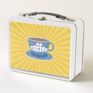 Retro Coffee Design Metal Lunch Box