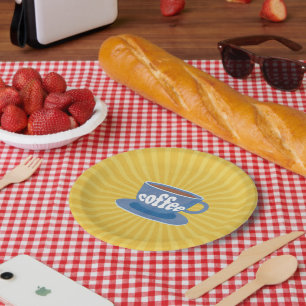 Retro Coffee Design  Paper Plate