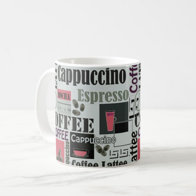 retro coffee kitchen pattern for espresso latte  coffee mug (Front Left)