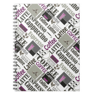 retro coffee kitchen pattern for espresso latte notebook