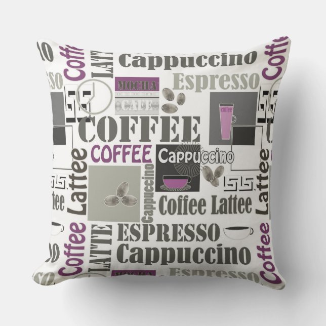 retro coffee kitchen pattern for espresso latte  outdoor pillow (Front)