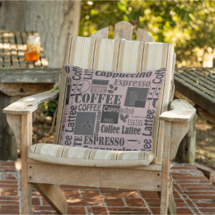 retro coffee kitchen pattern for espresso latte outdoor pillow