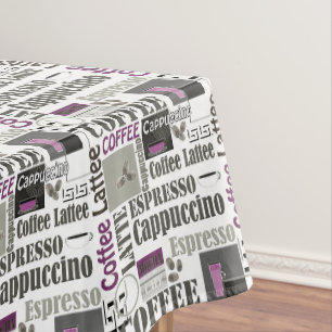 retro coffee kitchen pattern for espresso latte tablecloth