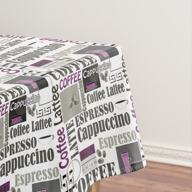 retro coffee kitchen pattern for espresso latte  tablecloth (In Situ)