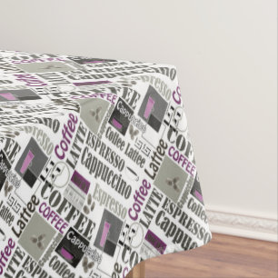 retro coffee kitchen pattern for espresso latte  tablecloth