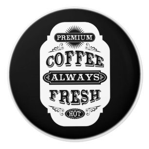 Retro Coffee Label Ceramic Knob
