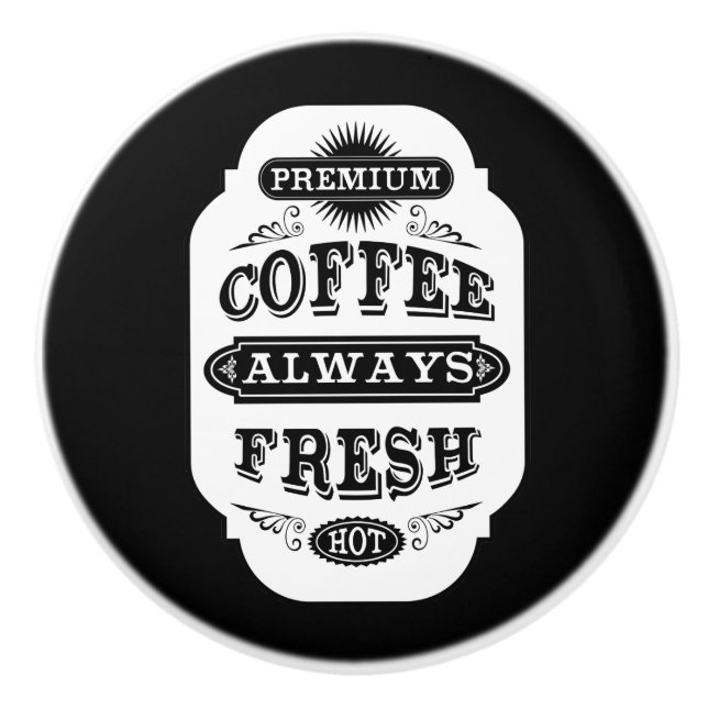 Retro Coffee Label Ceramic Knob (Front)