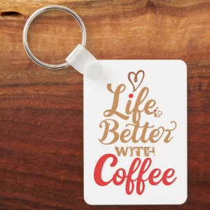 Retro Coffee Lover Typography Keychain