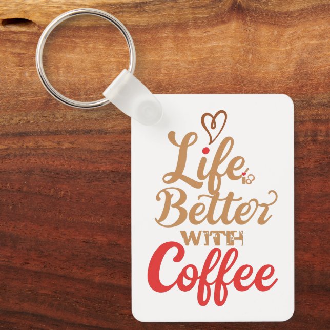 Retro Coffee Lover Typography Keychain (Front)