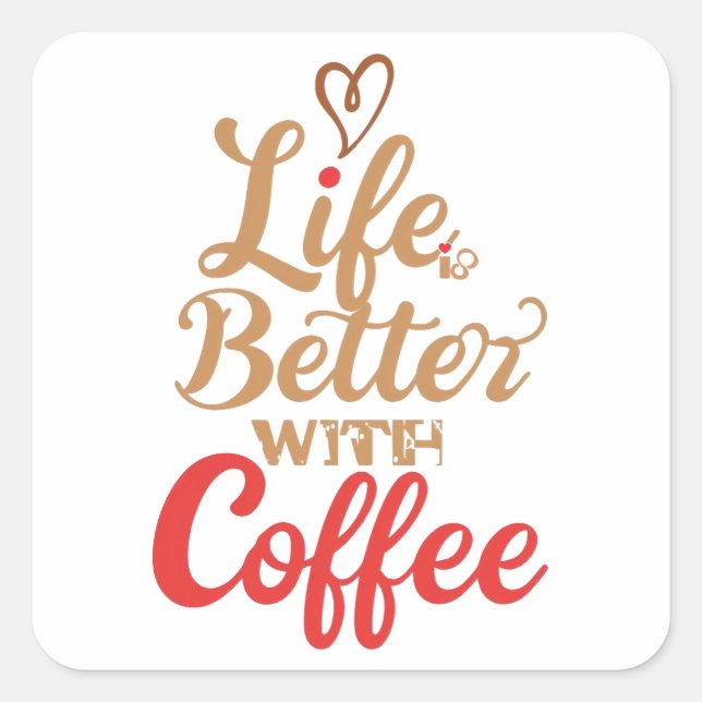 Retro Coffee Lover Typography Square Sticker (Front)