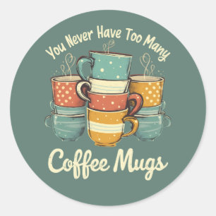 Retro Coffee Mug Stack Illustration Classic Round Sticker