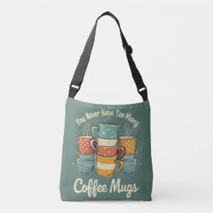 Retro Coffee Mug Stack Illustration Crossbody Bag