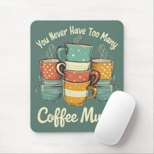 Retro Coffee Mug Stack Illustration Mouse Pad