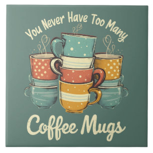 Retro Coffee Mug Stack Illustration Tile