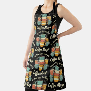Retro Coffee Mug Stack Vintage Design Apron