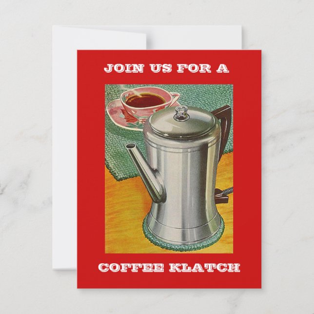 Retro COFFEE PERCOLATOR Invitation PARTY INVITE (Front)