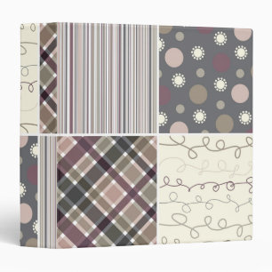 Retro Coffee Plaid Dots Stripes Squares Pattern Binder