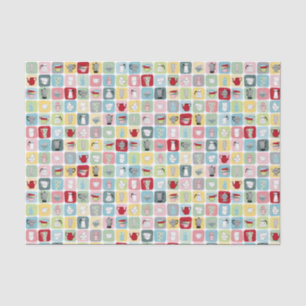 Retro Coffee Pots and Cups Pattern Tissue Paper