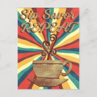 Retro Coffee Quote-Vintage Sip Savour Repeat