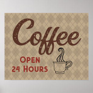 Retro Coffee Shop Sign Art 
