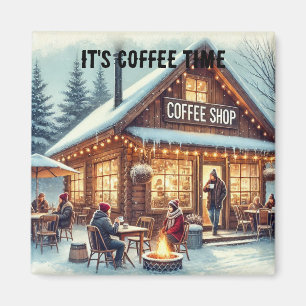 Retro Coffee Shop Vibes Magnet