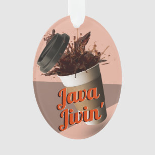 Retro Coffee Splash Mocha Pink Paper Cup Java Jive Ornament