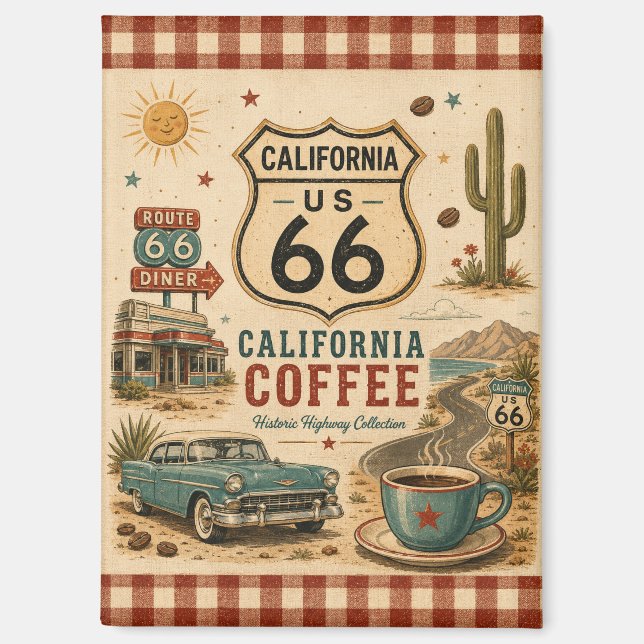 Retro Coffee Stop California Keepsake Magnet (Front)