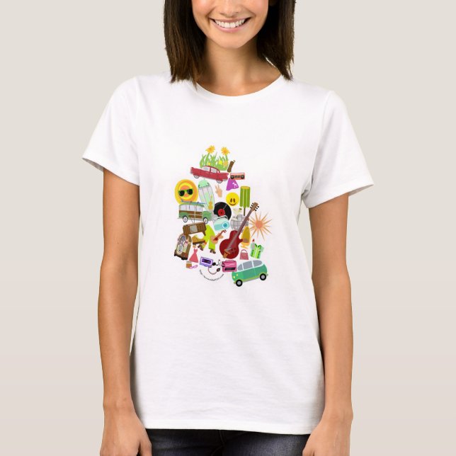 Retro Collage Illustrated Nostalgia Flashback Desi T-Shirt (Front)