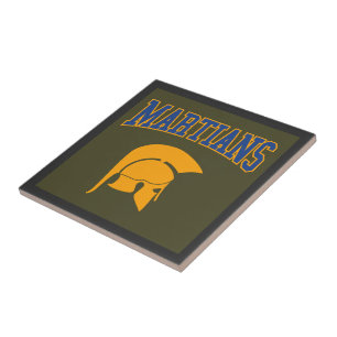 Retro College Blue Orange Martians Sport Tile