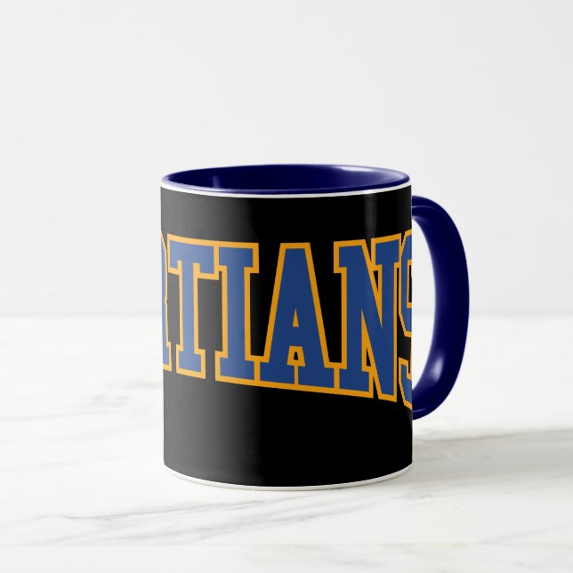 Retro College Blue Orange Martians Varsity Sport Mug (Front Right)