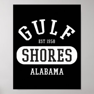 Retro College Style Gulf Shores Al Women Men Kids Poster