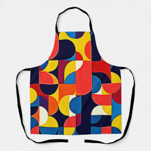 Retro Color Block Geometry Art Apron
