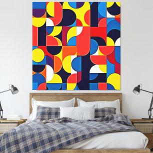 Retro Color Block Geometry Art Canvas Print